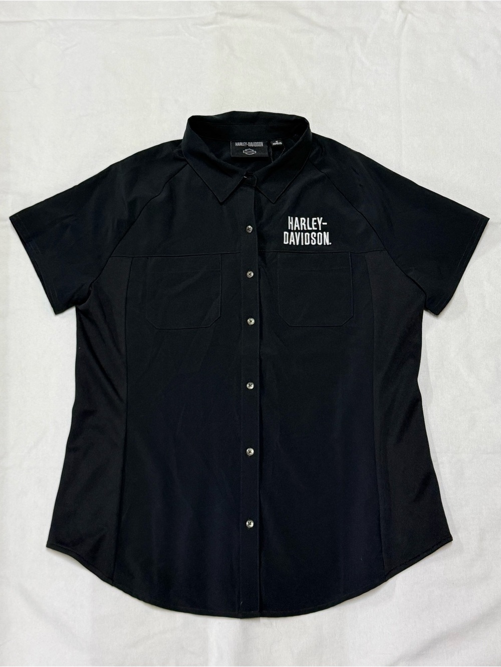 Harley-Davidson Black Short-Sleeve Button Down Shirt with Chest Logo